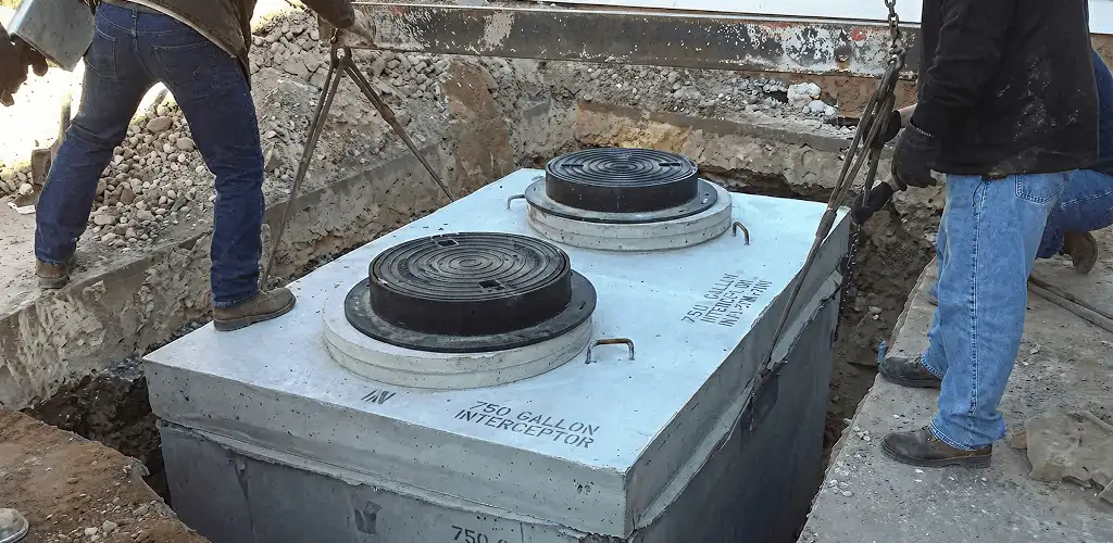 Grease trap installation for a commercial property drainage system in Oklahoma City, OK