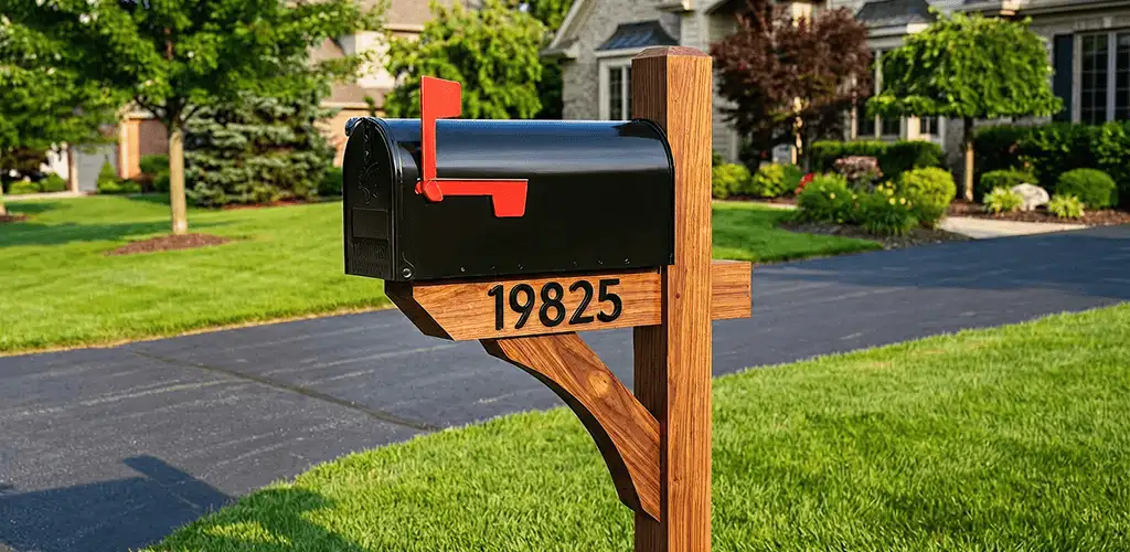 New mailbox installation with post and address number for a home in Oklahoma City, OK