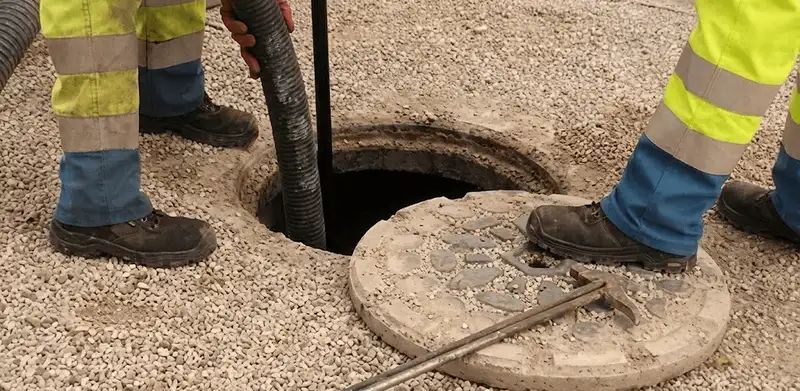 Drain cleaning crew clearing a sewer access point with professional equipment in Oklahoma City, OK